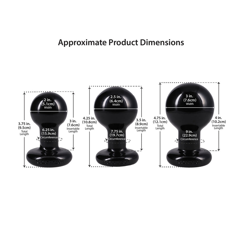 The Classic - Round Butt Plug - 3 Piece Set - Black