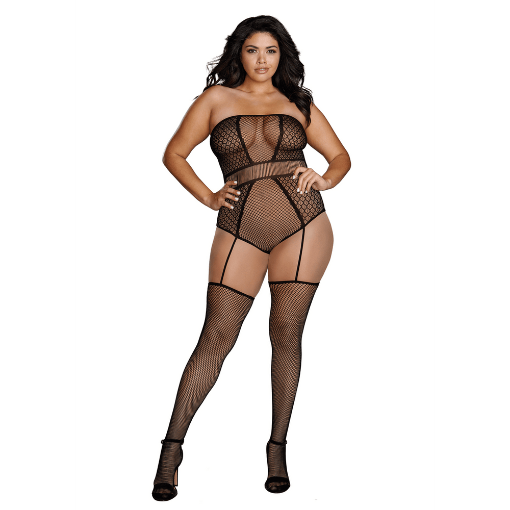 Strapless Teddy Bodystocking - Plus Size