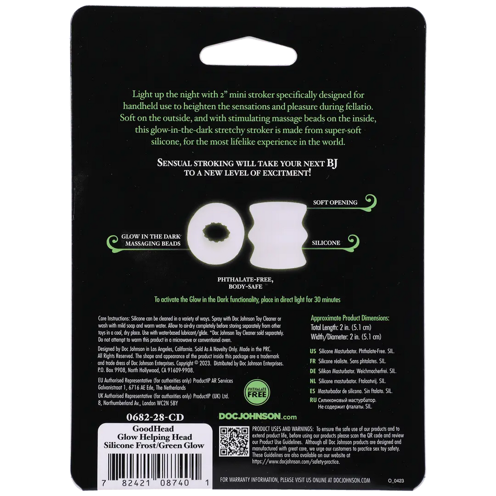 Helping Head - Masturbator Sleeve - Frost / Green Glow - foto 4
