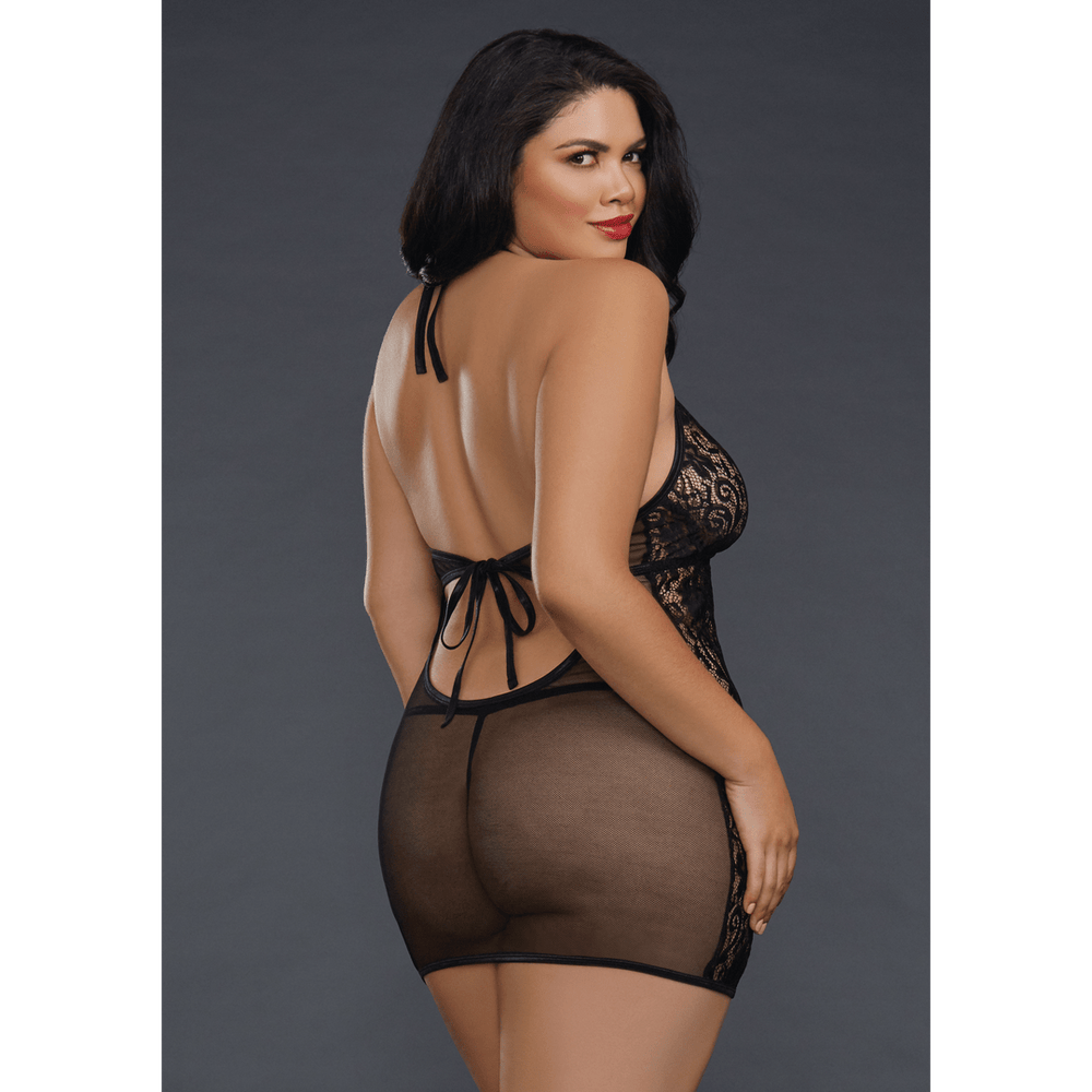 Fishnet and Lace Chemise - Plus Size - foto 2