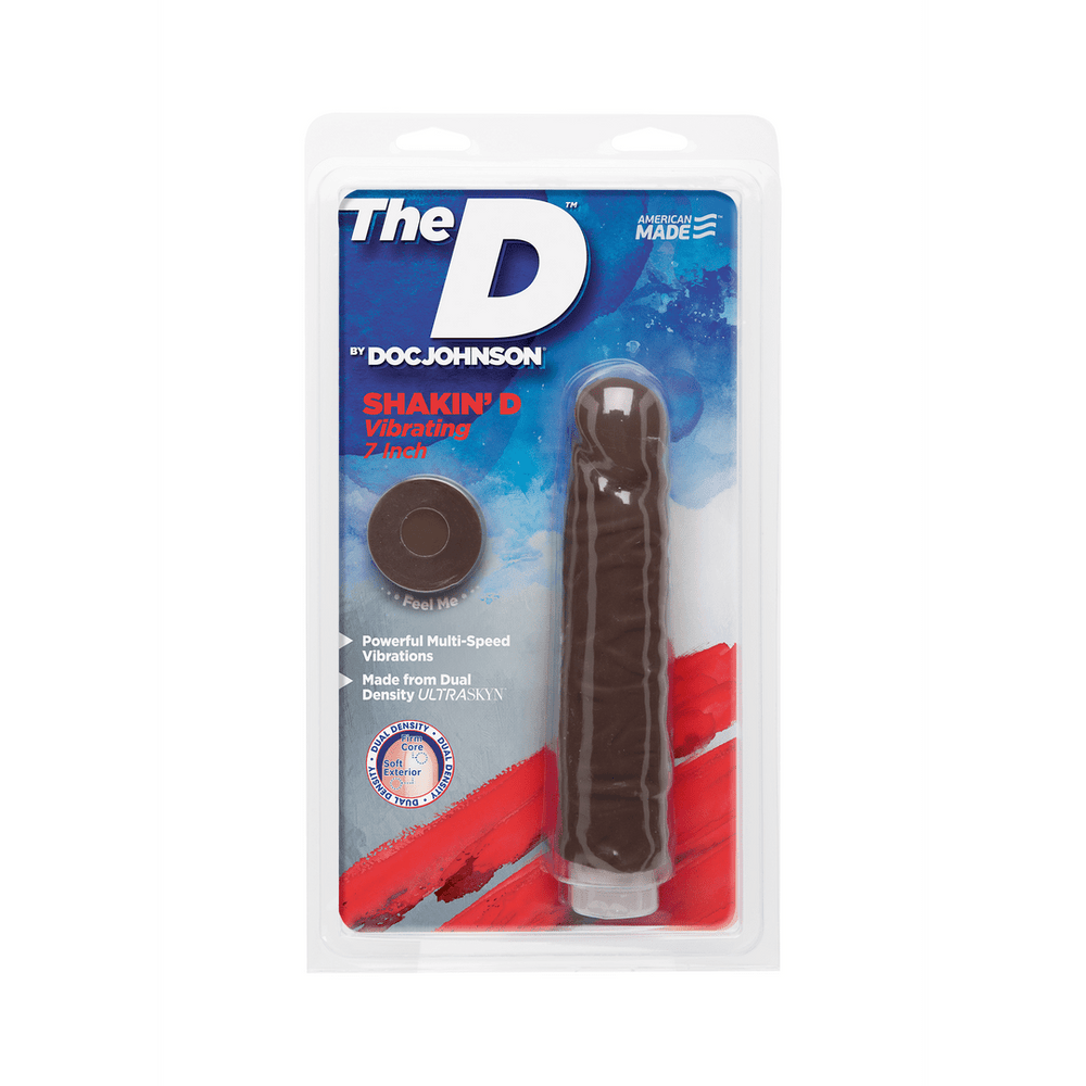 Shakin' D - Vibrerende Realistische Dildo - 18 cm - Chocolade - foto 2