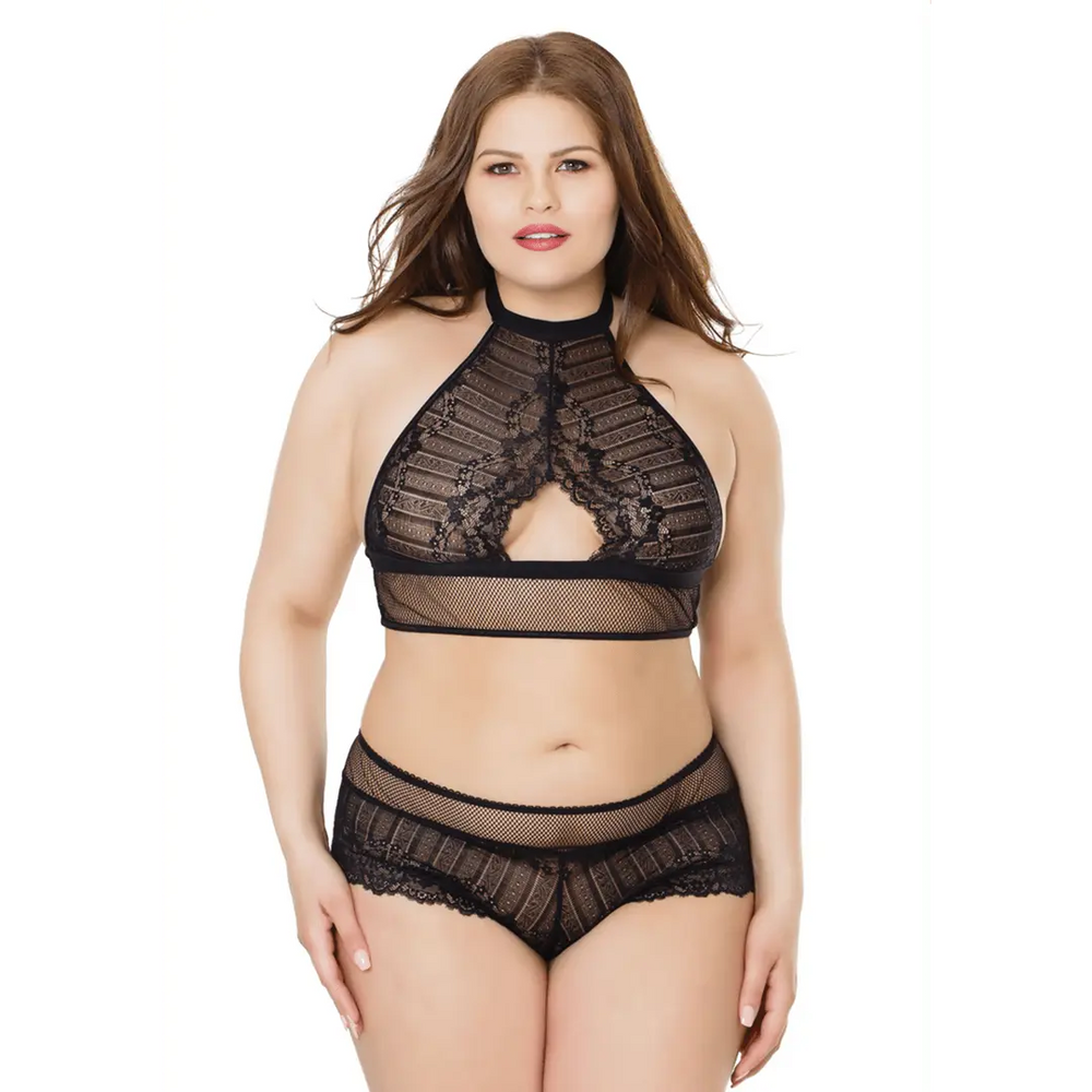 Visnet haltertop en booty shorts - foto 4