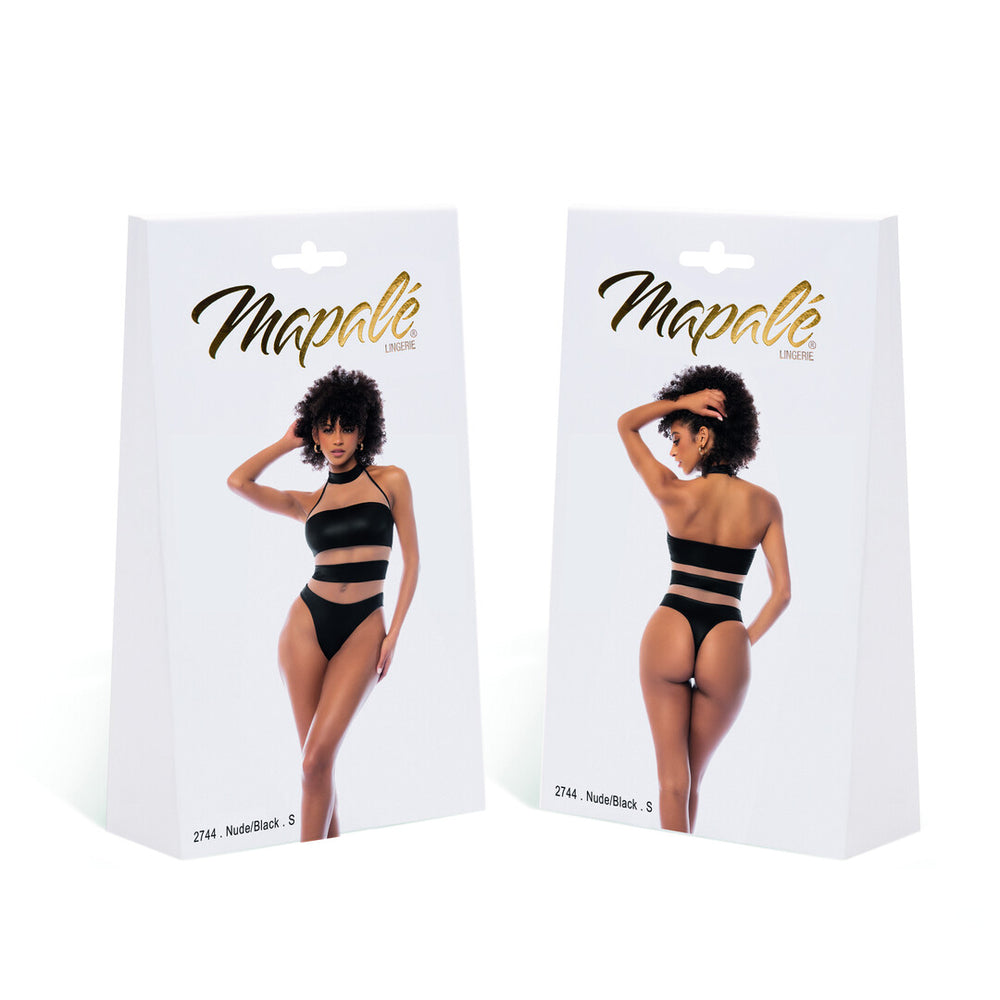 Halter Bodysuit - Nude/Zwart