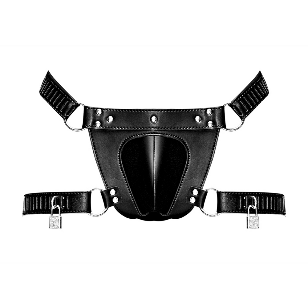 Scorpio - Imitation Leather Chastity Thong - One Size - Black - foto 4