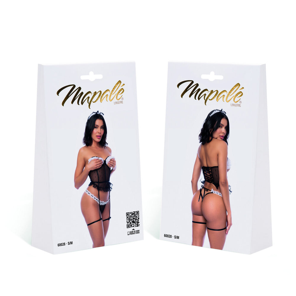 Kostuum Franse Dienstmeid - Bustier Set - Zwart