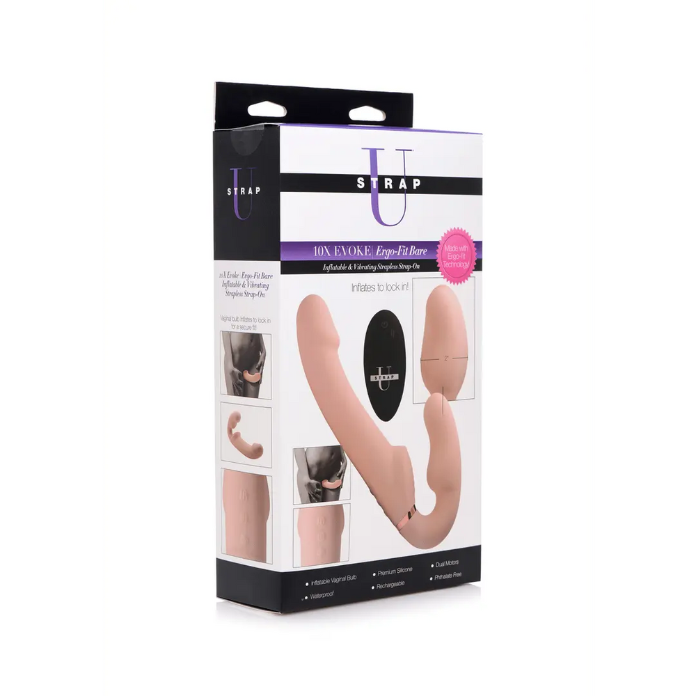 Evoke Ergo-Fit - Opblaasbare en Vibrerende Strapless Strap-On - foto 3