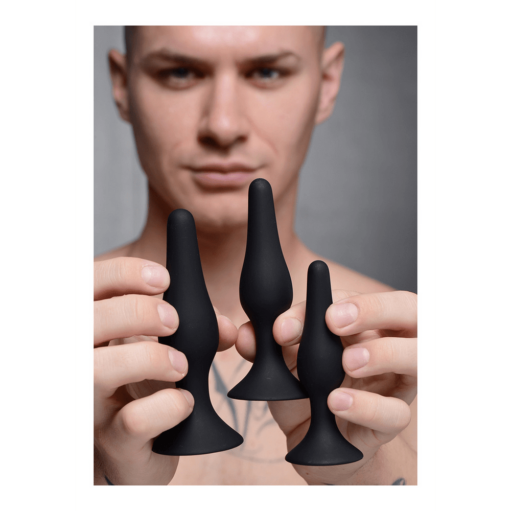Triple Spire - Tapered Silicone Anal Trainer Set - 3 Pieces - Black - foto 4