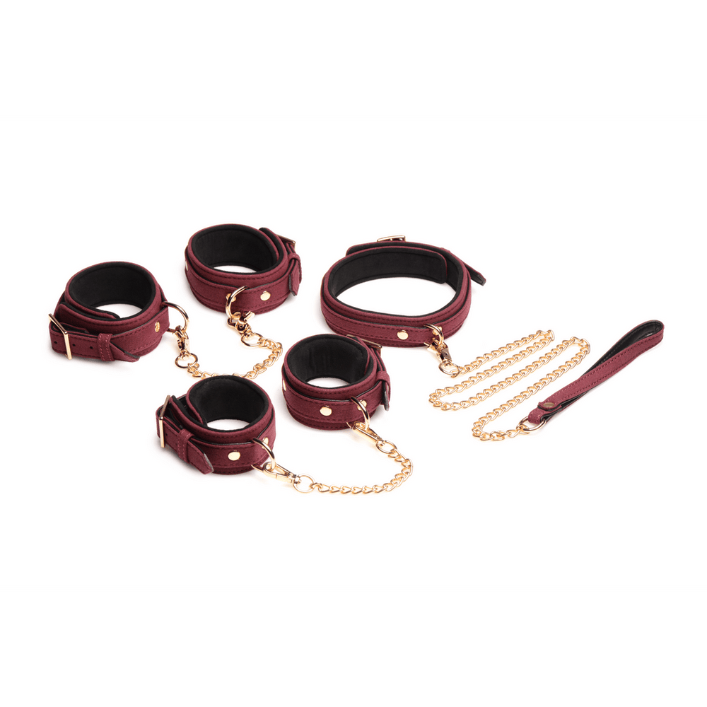 6-delige Velvet Bondage Set - Boeien, Collar & Riem - foto 2