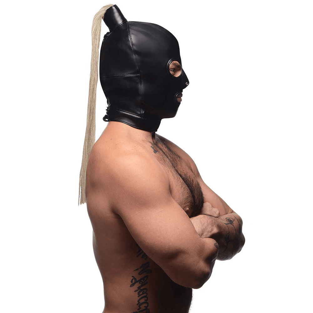 Bondage Masker met Blonde Ponytail - foto 2