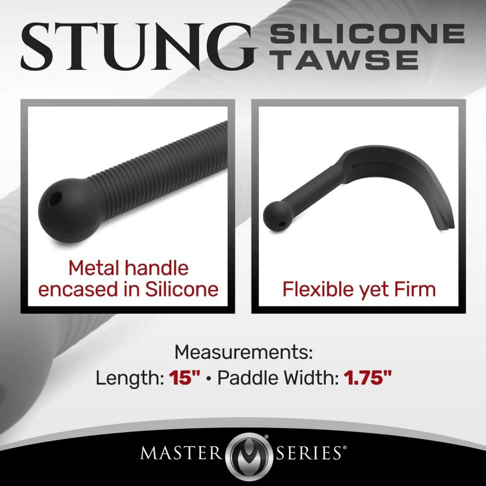 Stung Silicone Tawse - Zwart - foto 4