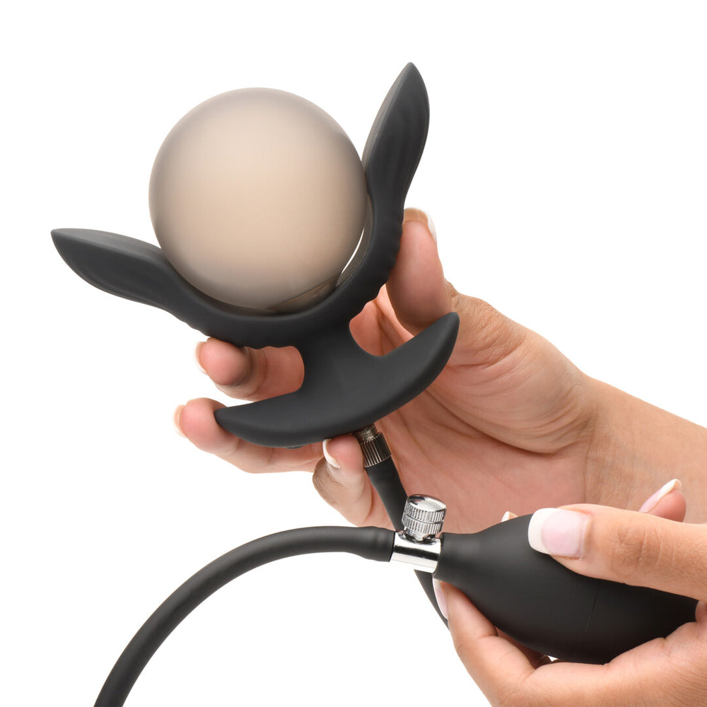Dark Pearl - Opblaasbare Vibrerende Anale Plug met Afstandsbediening - Zwart