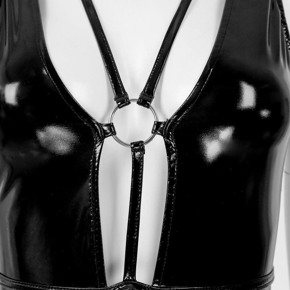 Wetlook Deep-V Bodysuit - Zwart