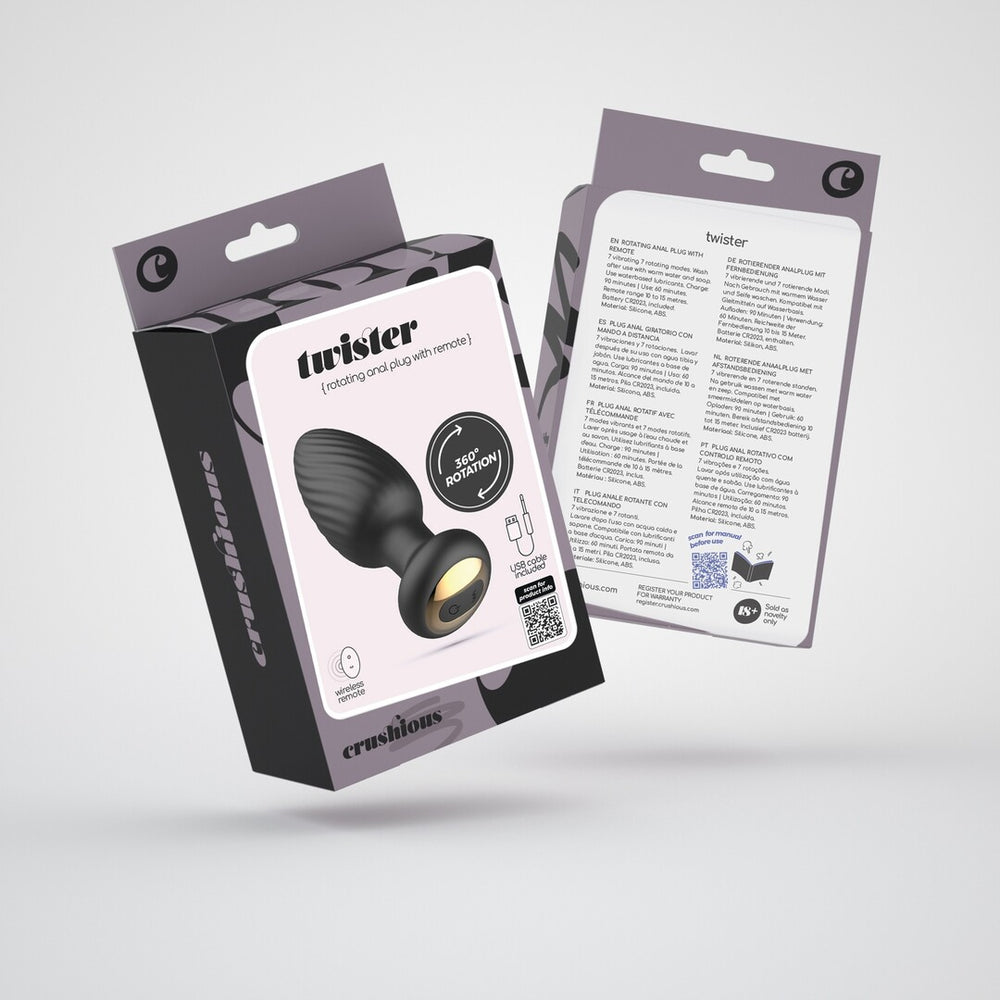 Twister - Draaibare Anale Plug met Afstandsbediening - Zwart