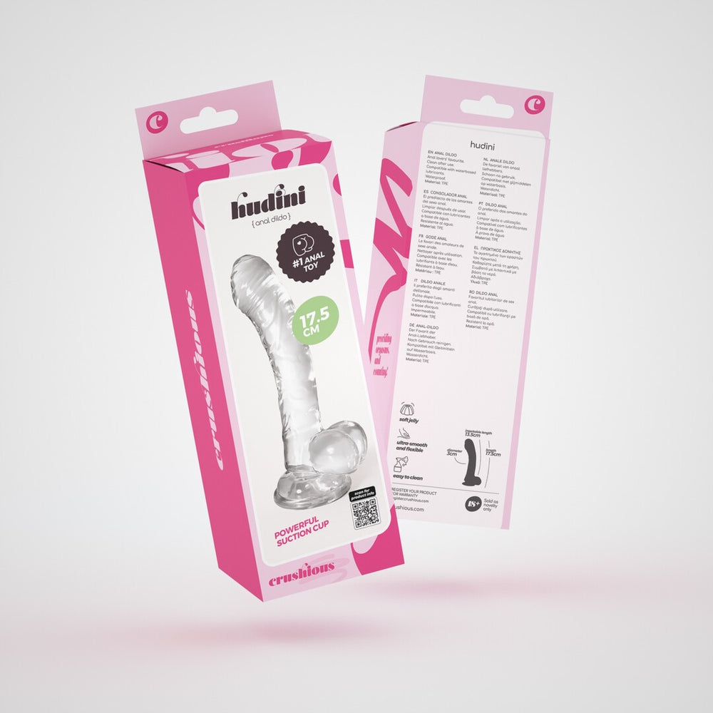 Hudini - Jelly Flexibele Anale Dildo - 6,9/ 17,5 cm - Doorzichtig