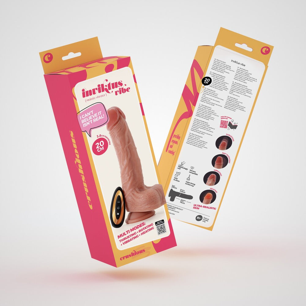 Inviktus Vibe - Vloeibare Siliconen Duwende Draaivibrator met Verwarming - 7,5 / 20 cm - Vleeskleur
