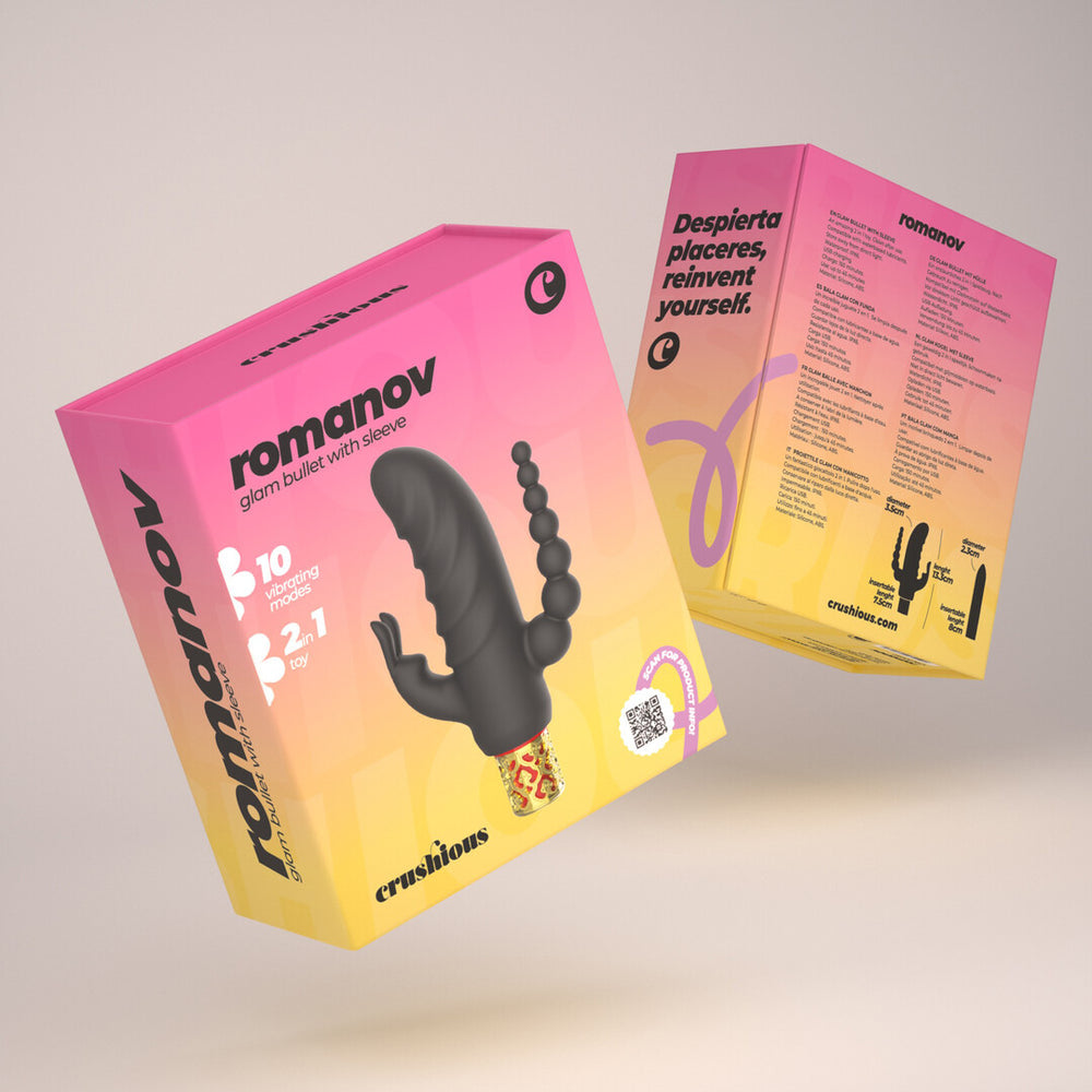 Romanov - Klassieke Vibrator met Verwijderbare Siliconen Huls - Zwart/Goud