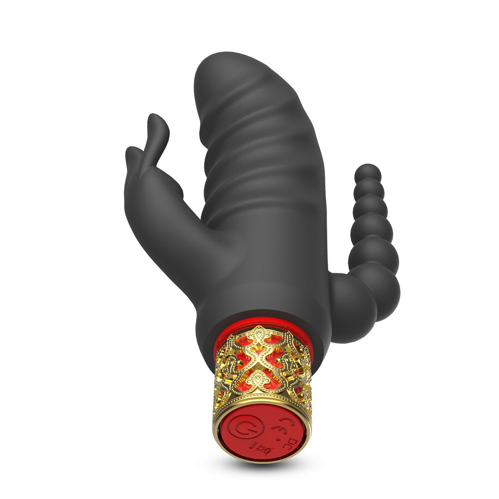 Romanov - Klassieke Vibrator met Verwijderbare Siliconen Huls - Zwart/Goud