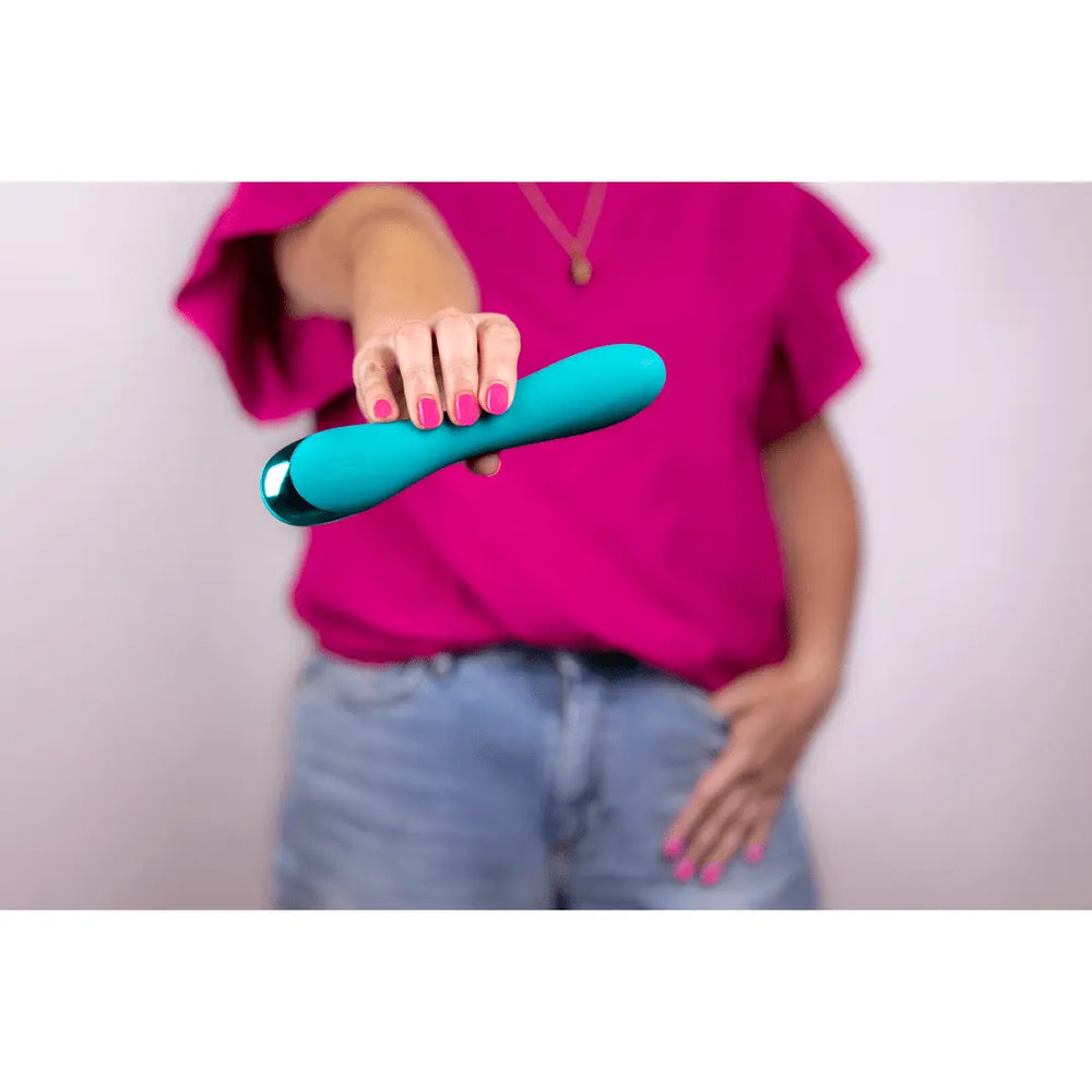 Smooth Silicone G-Spot Vibrator - Teal Blue - foto 9
