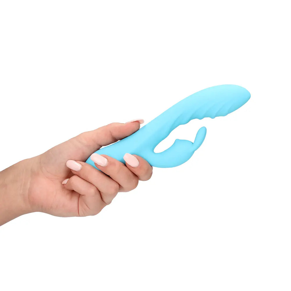 Ribbed Ultra Soft Silicone Rabbit Vibrator - Glacial Blue - foto 2