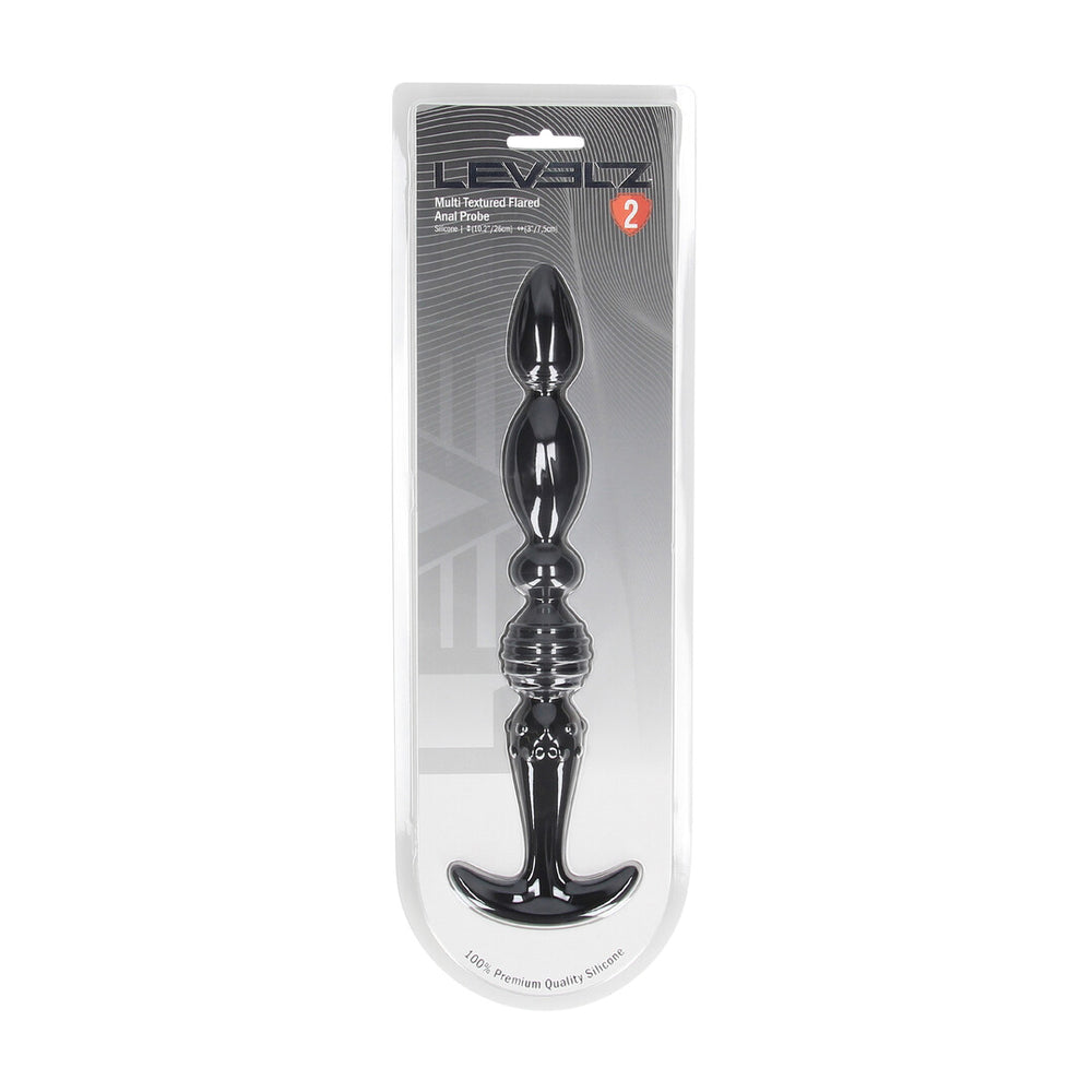 Multi Textured Silicone Flared Anale Probe - Zwart