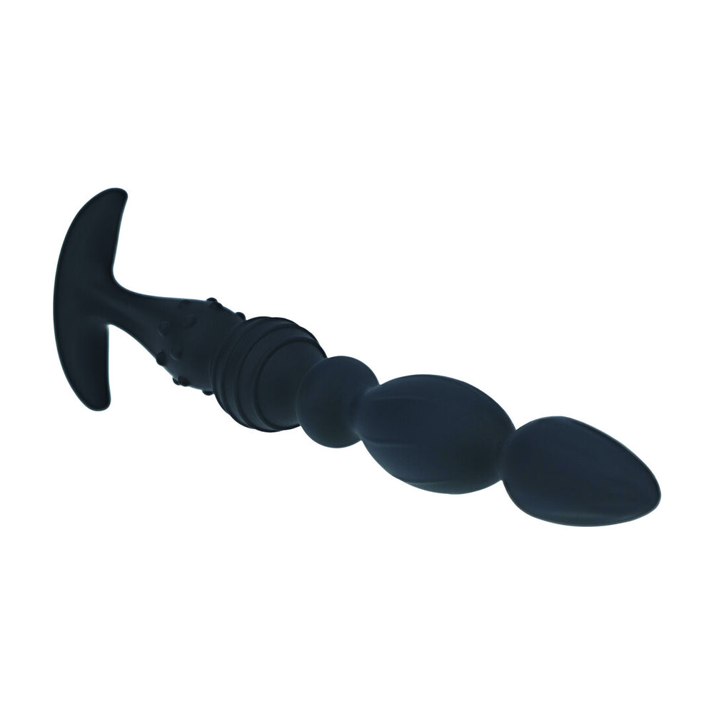 Multi Textured Silicone Flared Anale Probe - Zwart