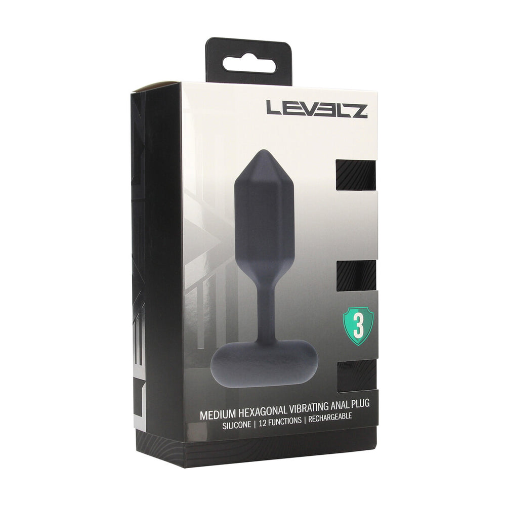 Hexagonale Vibrerende Siliconen Anale Plug - Zwart