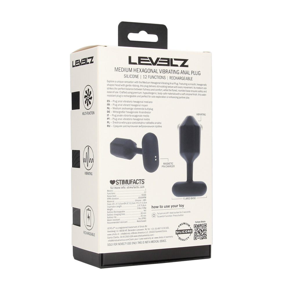 Hexagonale Vibrerende Siliconen Anale Plug - Zwart