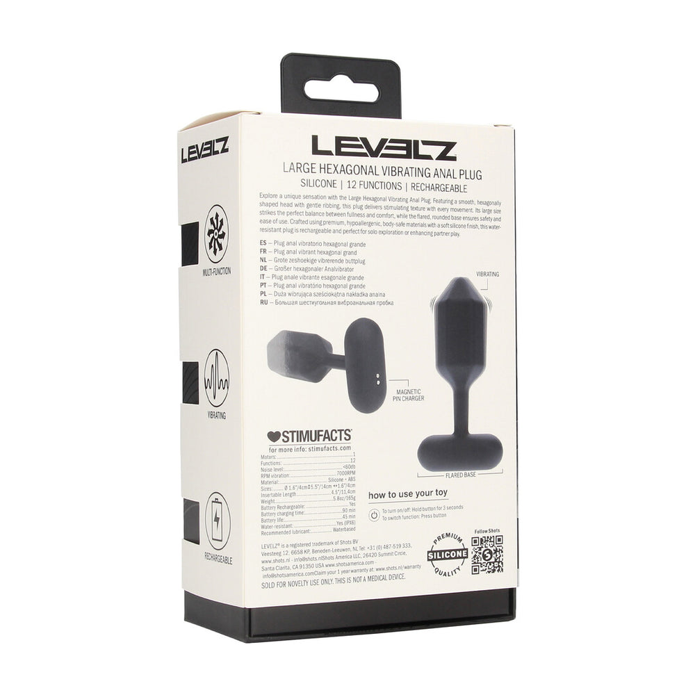 Hexagonale Vibrerende Siliconen Anale Plug - Zwart
