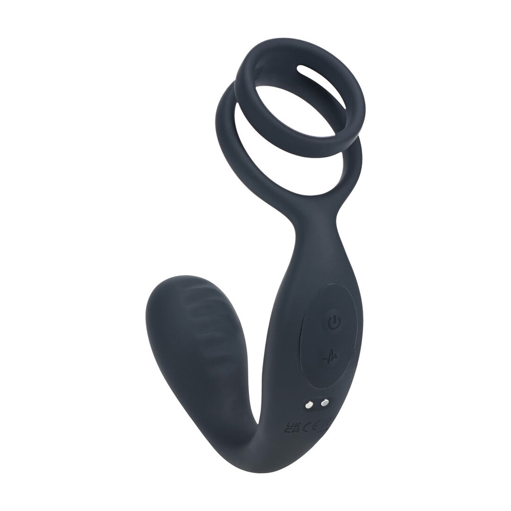 Vibrerende Siliconen Prostaatstimulator met Cock- en Ballring - Zwart
