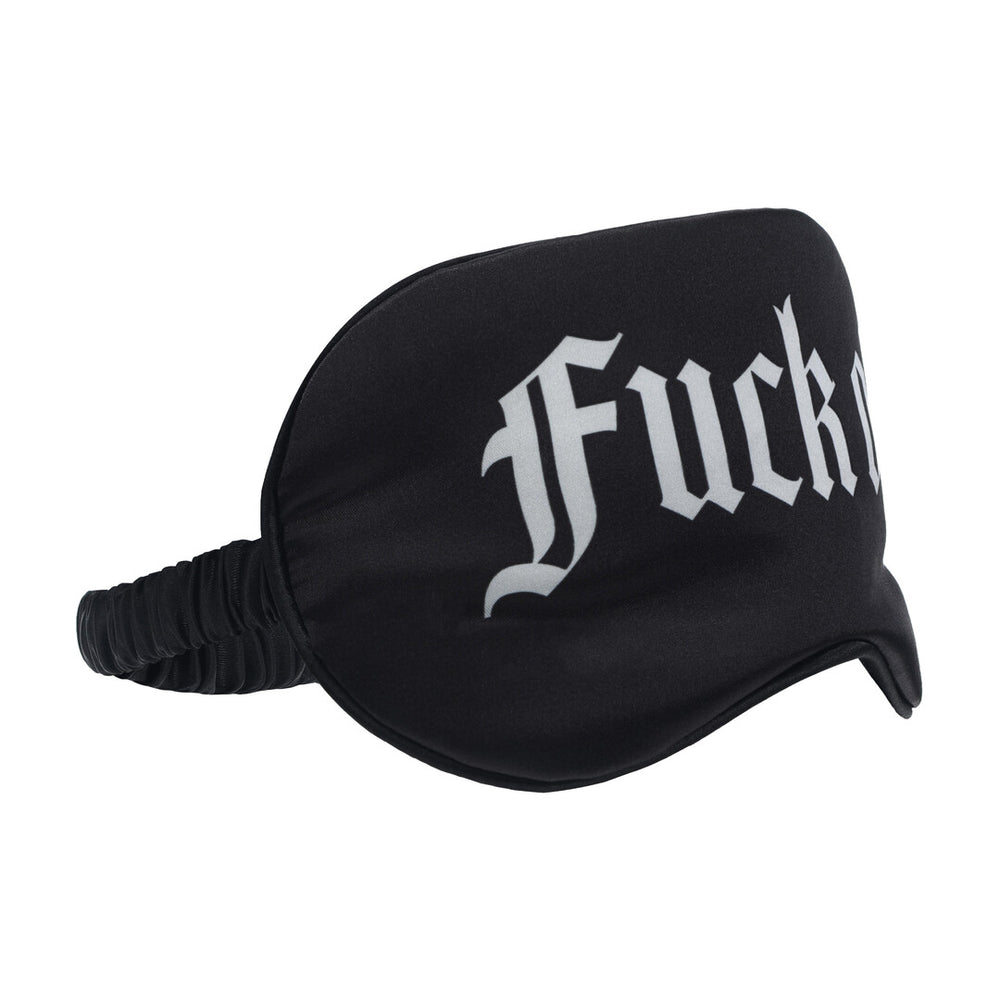 Fuck Off - Geprinte Satijnen Masker - Zwart