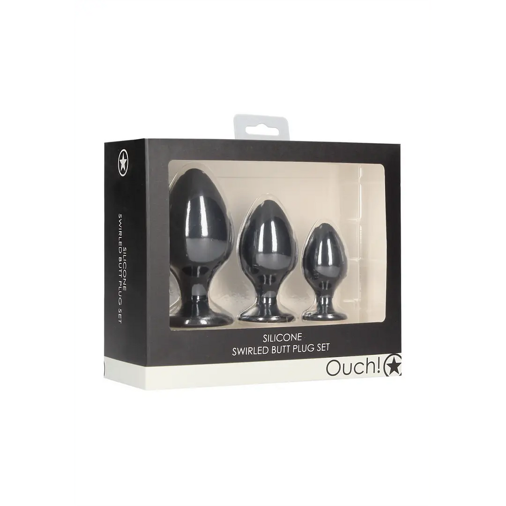 Ouch! - Swirled Butt Plug Set - Zwart - foto 3