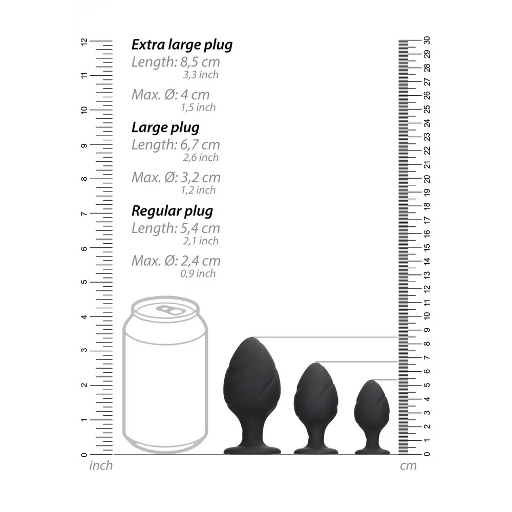 Ouch! - Swirled Butt Plug Set - Zwart - foto 7