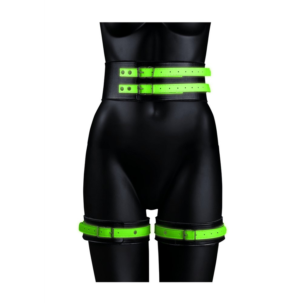 Dijbeenboeien met riem en handboeien - Glow in the Dark - foto 3
