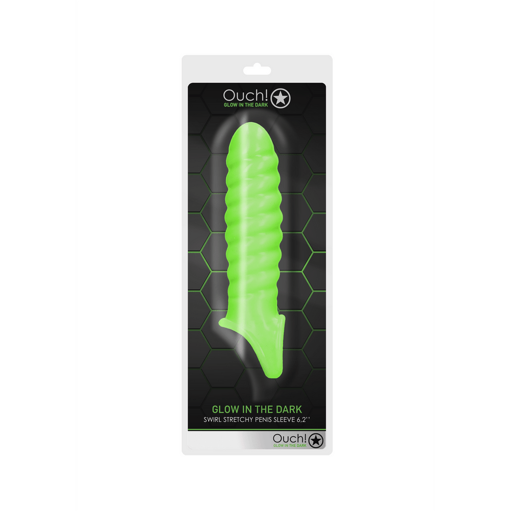 Swirl Stretchable Penis Sheath - Glow in the Dark - foto 3