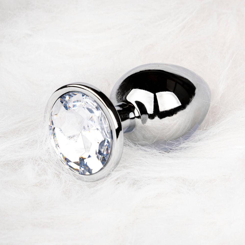 Ronde Edelsteen Anale Plug - Klein - Zilver/Diamant