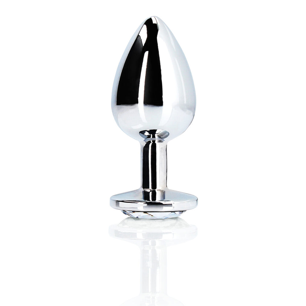 Ronde Edelsteen Butt Plug - Groot - Zilver/Diamant