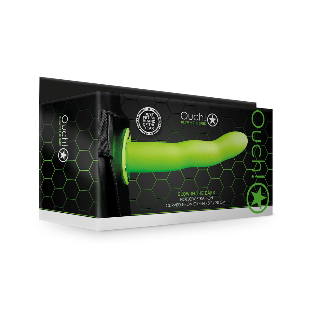Glow in the Dark Curved Hollow Strap-On - 8 / 20 cm - foto 7