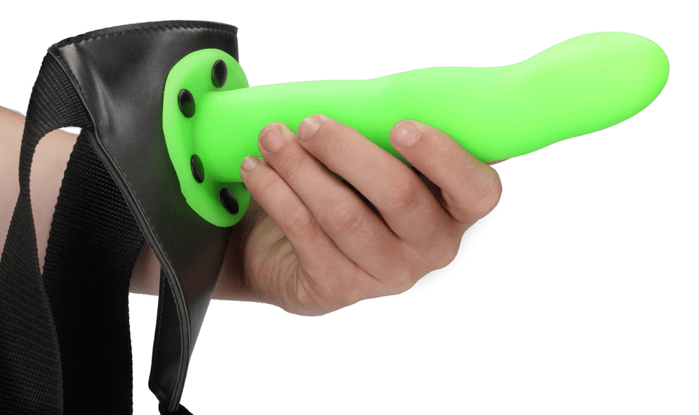 Glow in the Dark Curved Hollow Strap-On - 8 / 20 cm - foto 3