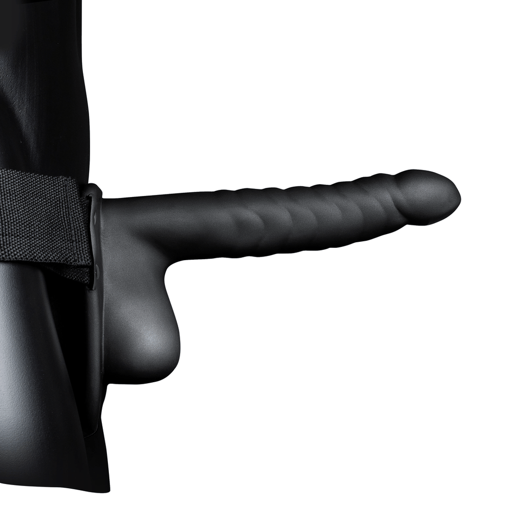 Ribbed Hollow Strap-On with Balls - 8 / 21 cm - foto 5