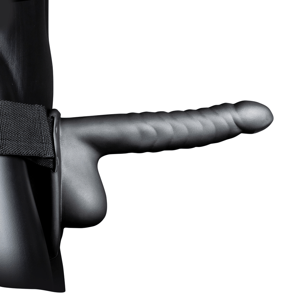 Ribbed Hollow Strap-On with Balls - 8 / 21 cm - foto 16