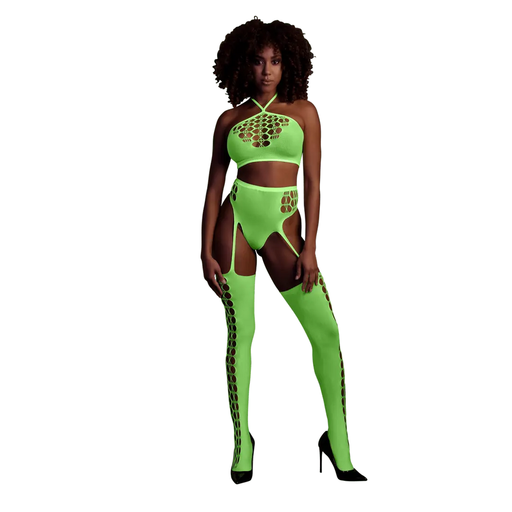2-delige lingerie with Crop Top and Stockings