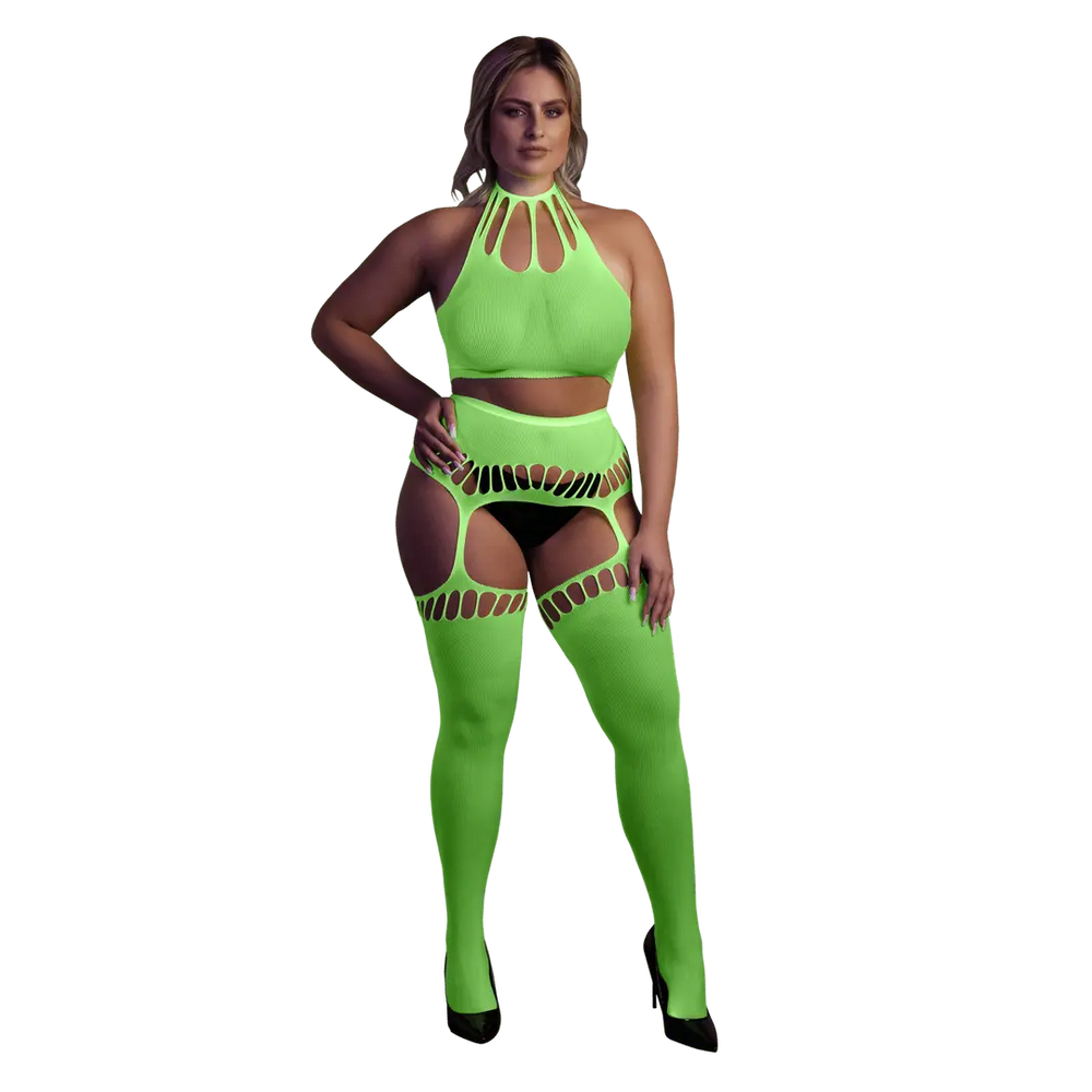 Two Piece with Crop Top and Stockings