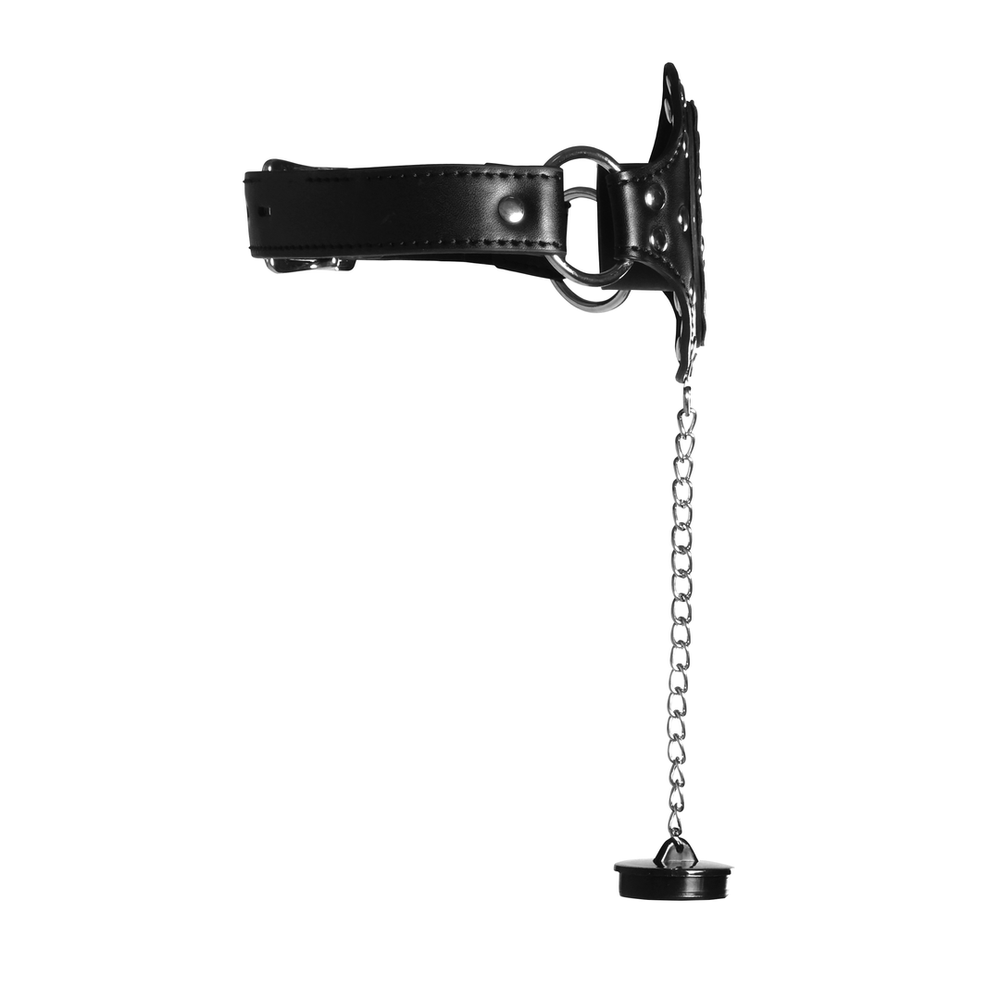Open Mouth Gag with Plug Stopper - Black - foto 4