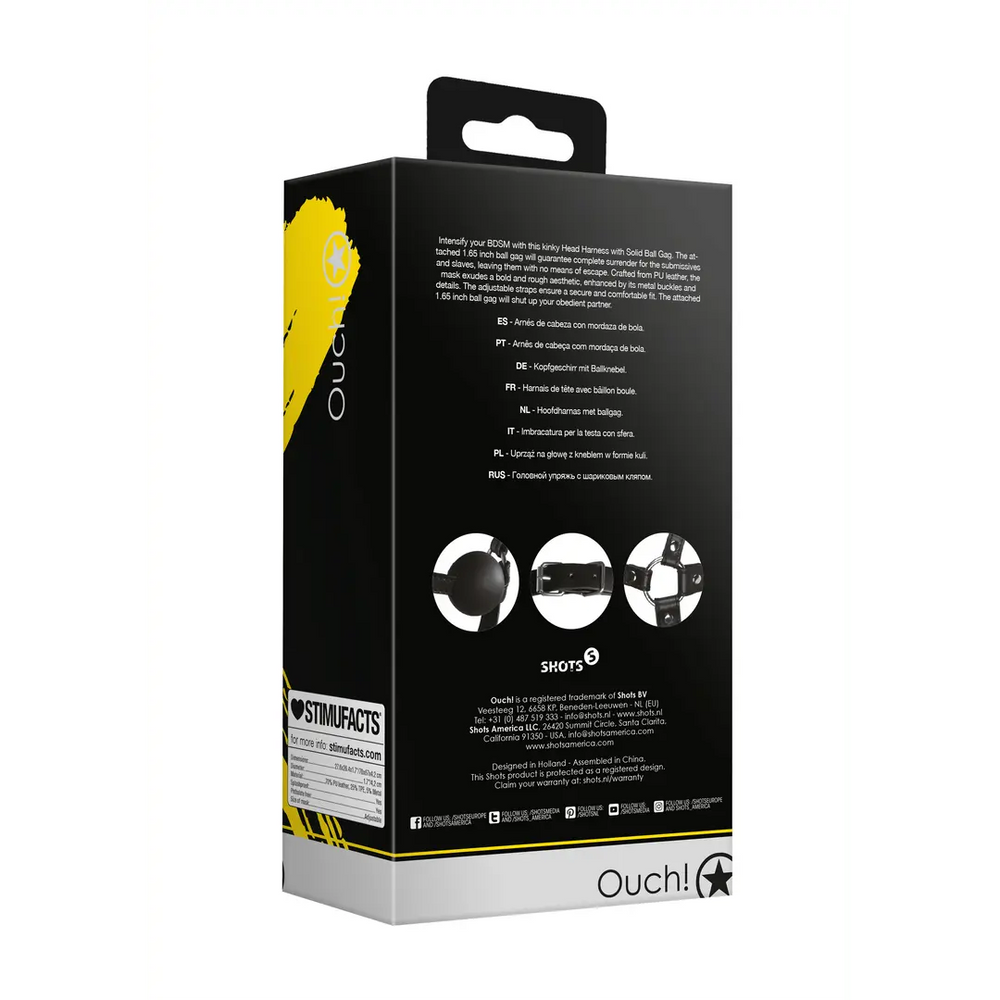 BDSM Masker met Solid Ballgagg - Zwart - foto 8