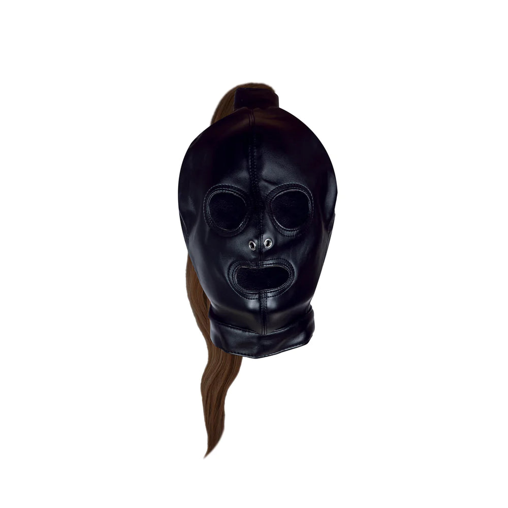 Masker with Bruine Ponytail - Zwart - foto 3