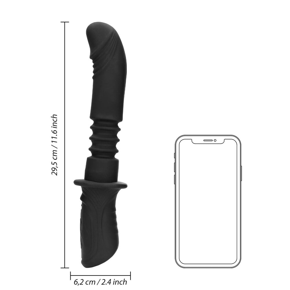 Handheld Vibrerende en Duwende Seksmachine - Zwart