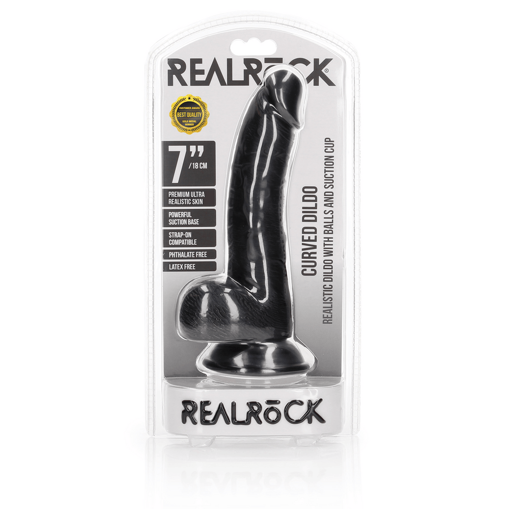 Curved Realistic Dildo with Balls and Suction Cup - 7 / 18 cm - foto 4