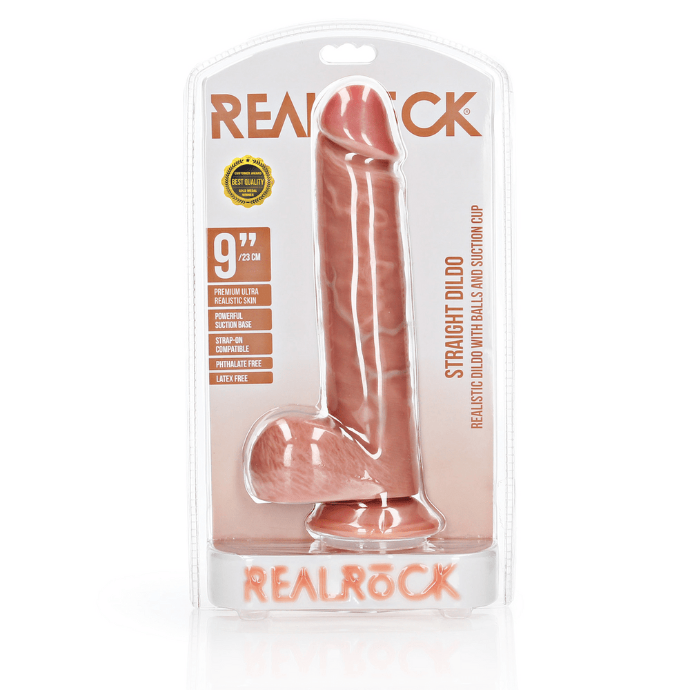 Straight Realistic Dildo with Balls and Suction Cup - 9 / 23 cm - foto 3