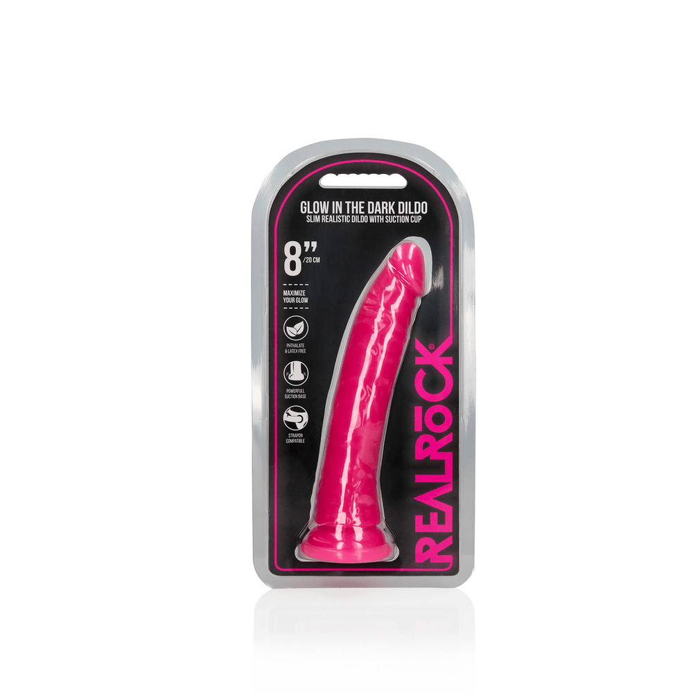 Slim Realistic Dildo with Suction Cup - Glow in the Dark - 8'' / 20 cm - foto 9