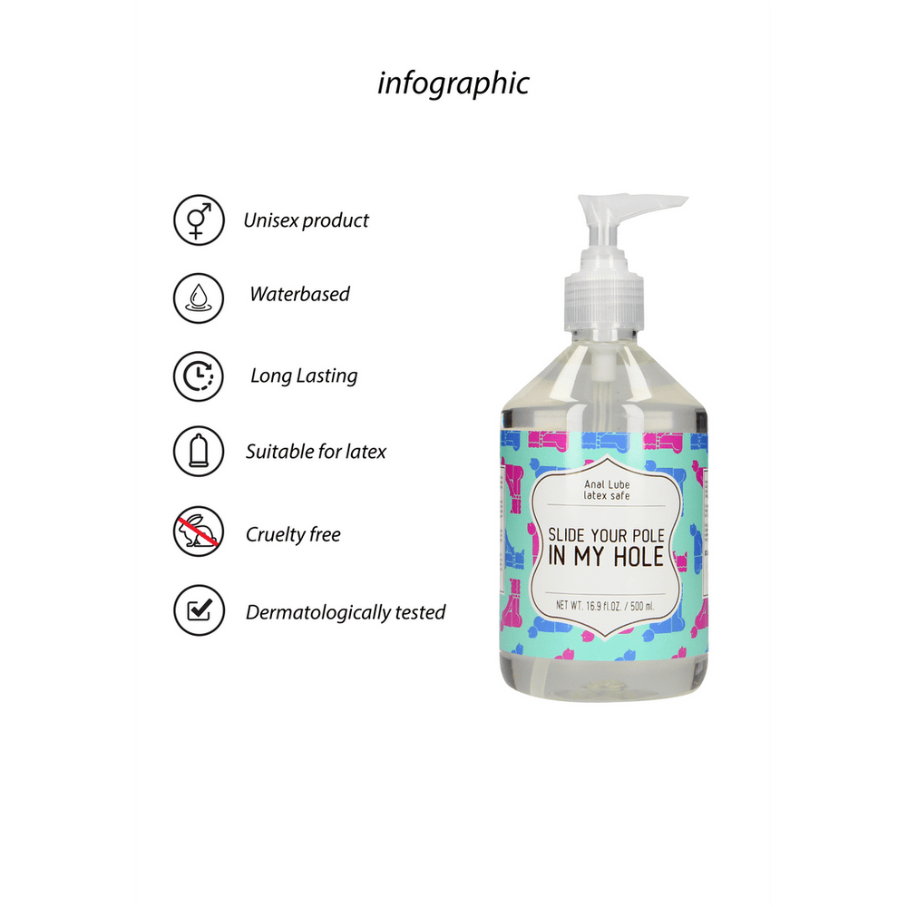 Slide Your Pole In My Hole - Waterbasis Glijmiddel - 500 ml - foto 4